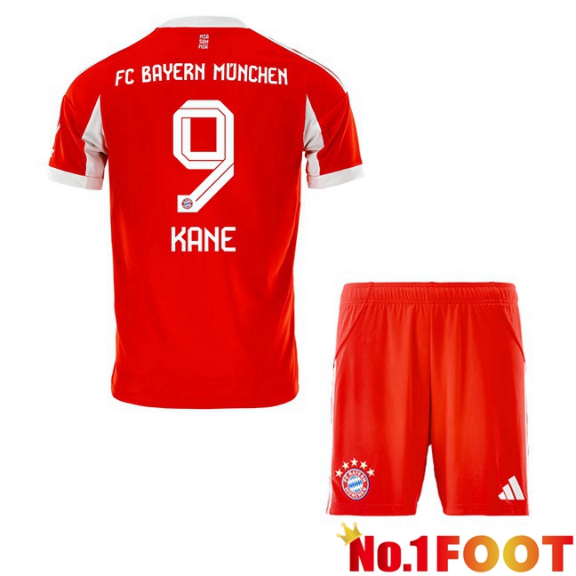 Soccer Jersey Bayern Munich (Kane 9) Kids Home Red 2025/2026