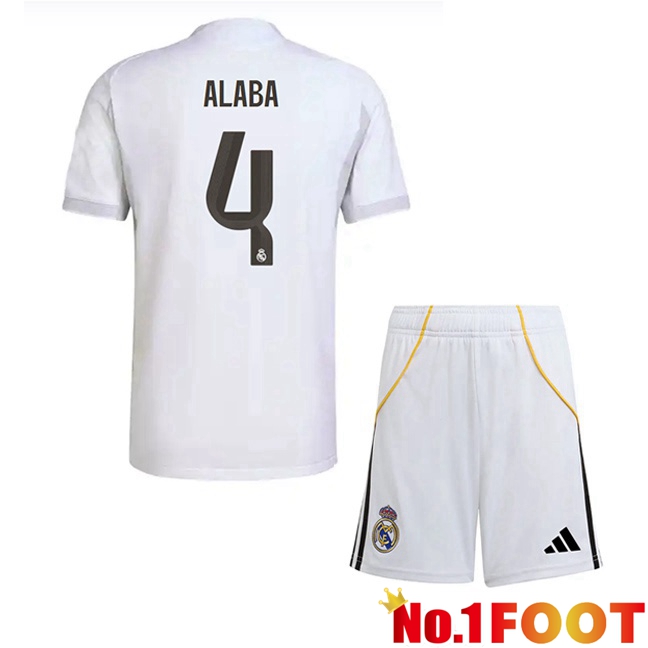 Soccer Jersey Real Madrid (Alaba 4) Kids Home White 2025/2026