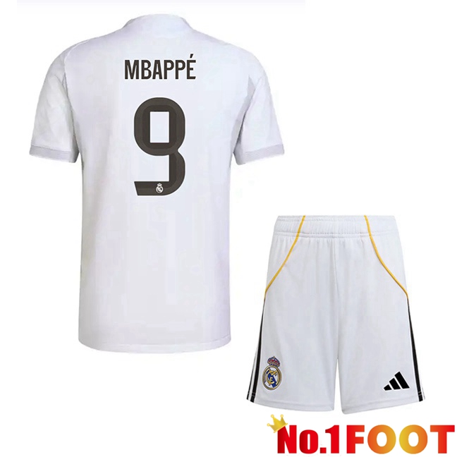Soccer Jersey Real Madrid (Mbappé 9) Kids Home White 2025/2026