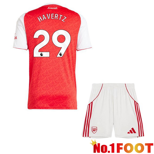 Soccer Jersey Arsenal (HAVERTZ 29) Kids Home Red White 2025/2026