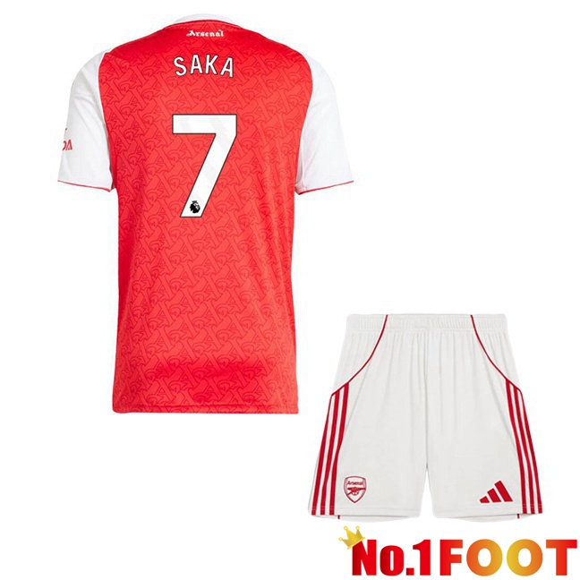Soccer Jersey Arsenal (SAKA 7) Kids Home Red White 2025/2026