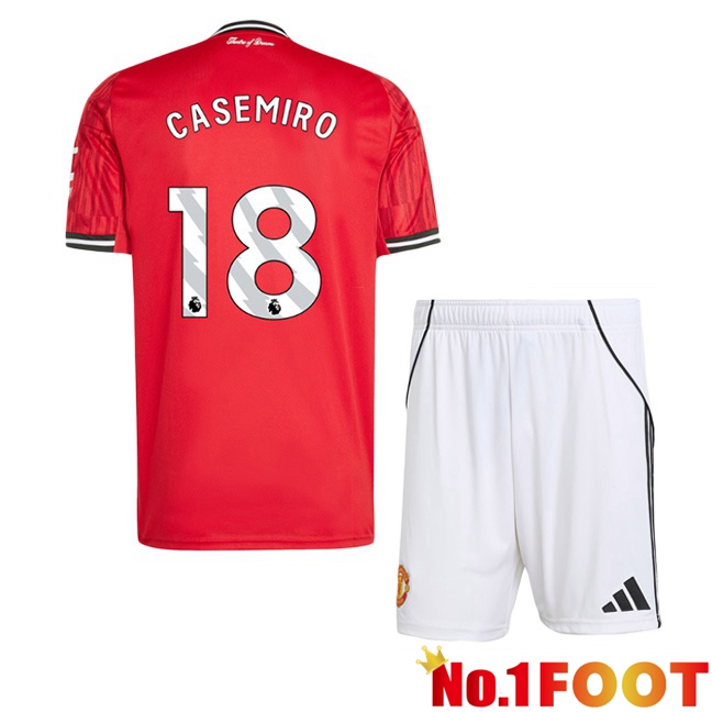 Soccer Jersey Manchester United (CASEMIRO 18) Kids Home Red 2025/2026