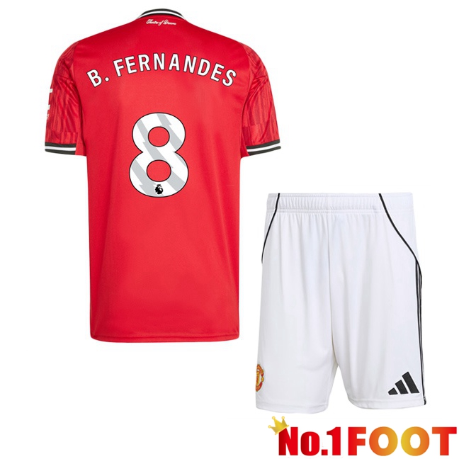 Soccer Jersey Manchester United (B. FERNANDES 8) Kids Home Red 2025/2026