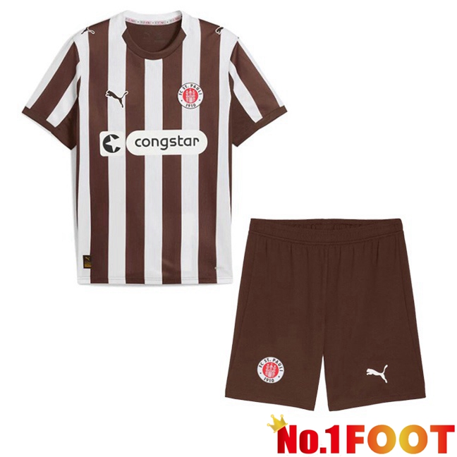 Soccer Jersey FC St. Pauli Kids Home White Brown 2025/2026