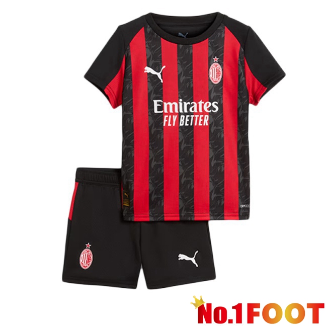 Soccer Jersey AC Milan Kids Home Red Black 2025/2026