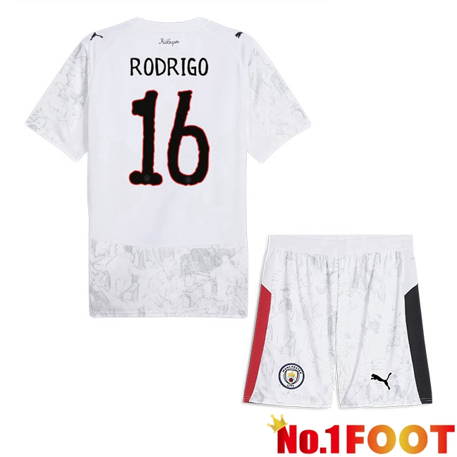 Soccer Jersey Manchester City Club World Cup (Rodrigo 16) Kids Home White 2025/2026