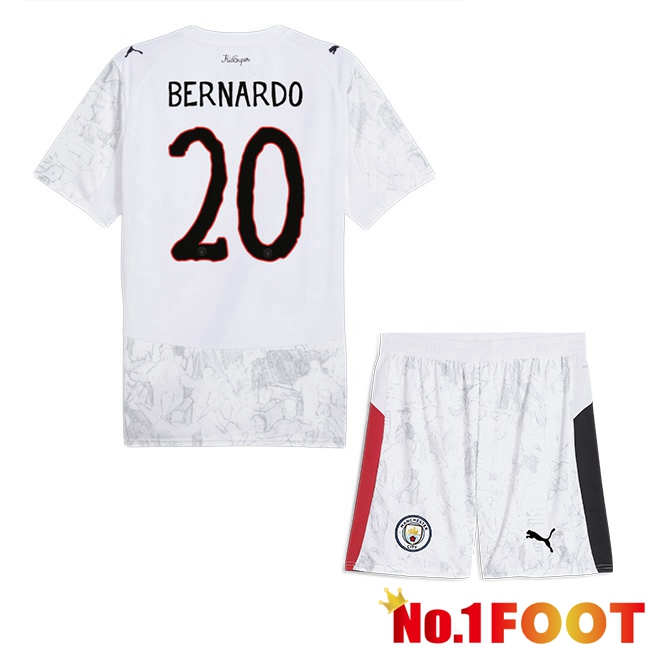 Soccer Jersey Manchester City Club World Cup (Bernardo Silva 20) Kids Home White 2025/2026