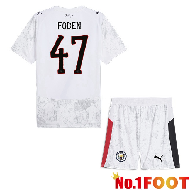 Soccer Jersey Manchester City Club World Cup (Phil Foden 47) Kids Home White 2025/2026