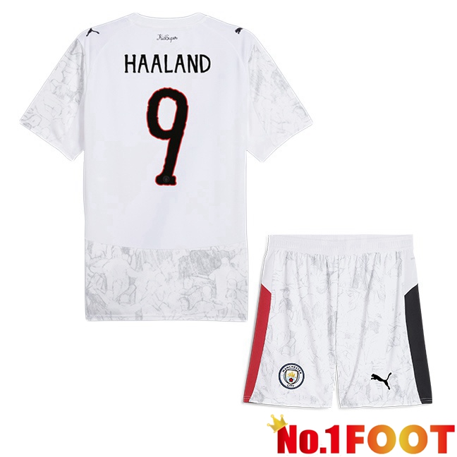 Soccer Jersey Manchester City Club World Cup (Erling Haaland 9) Kids Home White 2025/2026