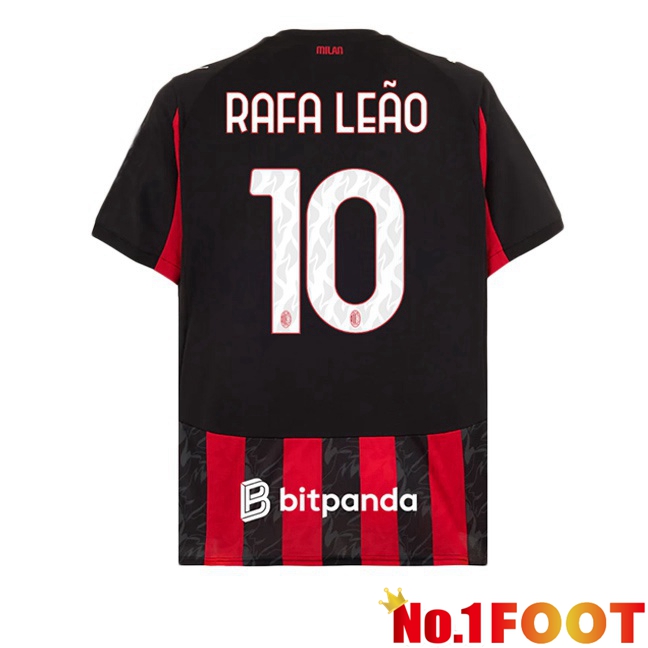 Soccer Jersey AC Milan (Rafa Leão 10) Home Red Black 2025/2026