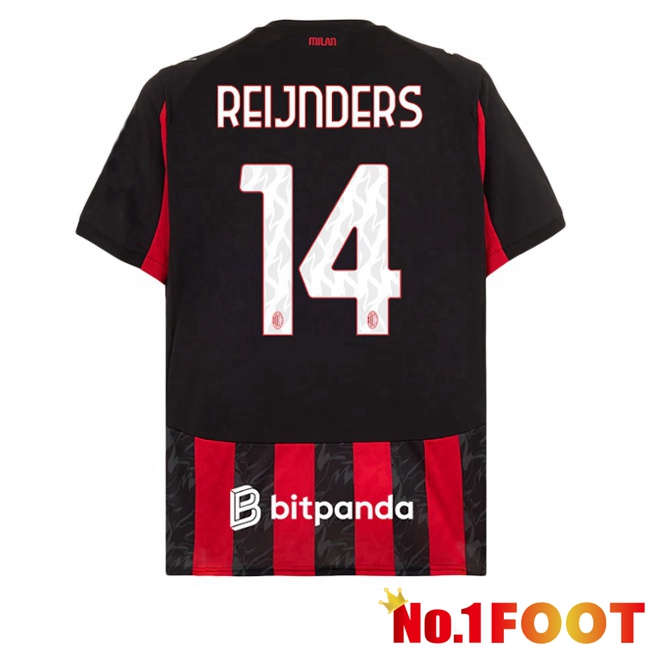 Soccer Jersey AC Milan (Reijnders 14) Home Red Black 2025/2026
