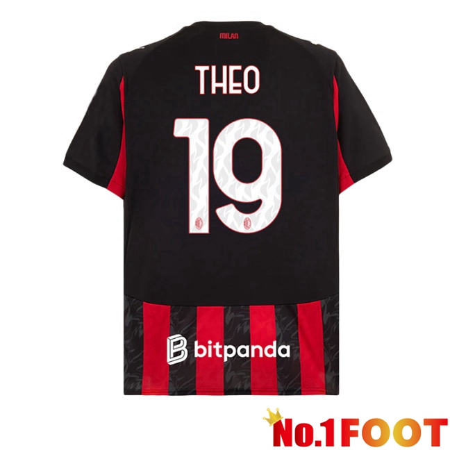 Soccer Jersey AC Milan (THEO 19) Home Red Black 2025/2026