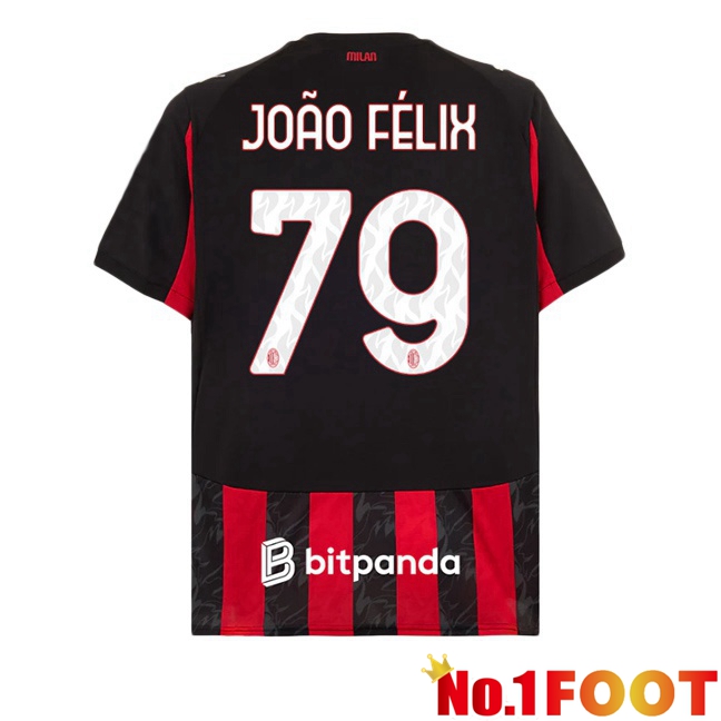 Soccer Jersey AC Milan (João Félix 79) Home Red Black 2025/2026