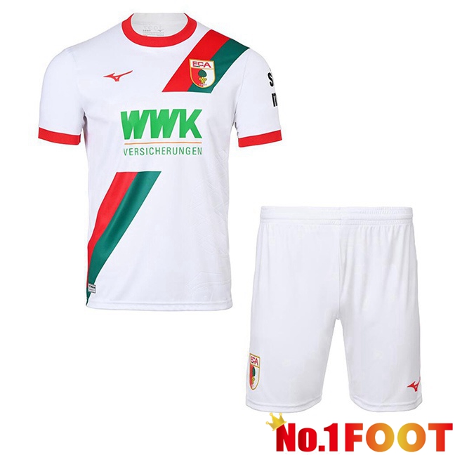 Soccer Jersey FC Augsburg Kids Home White 2025/2026