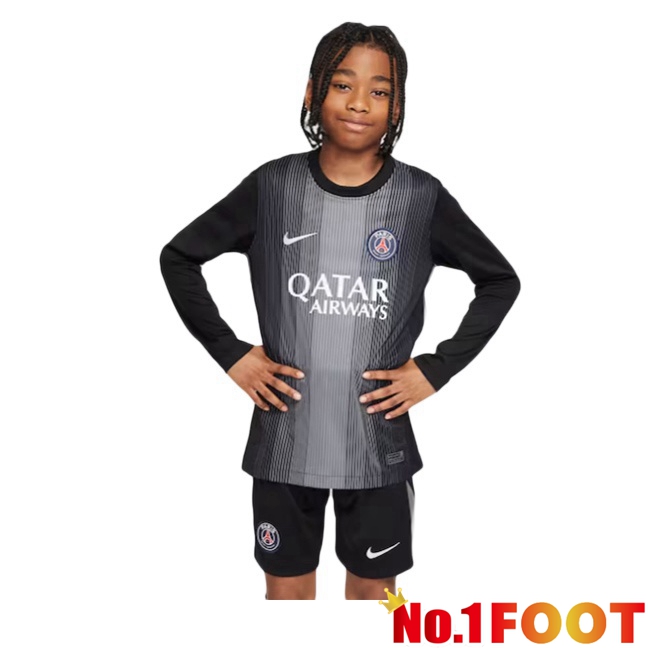Soccer Jersey Paris PSG Kids Goalkeeper Long sleeve Black 2025/2026