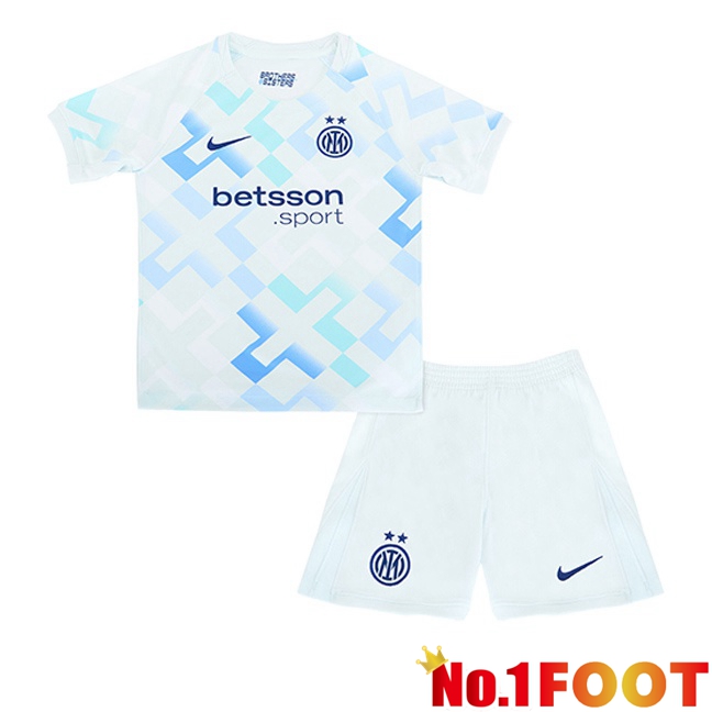 Soccer Jersey Inter Milan Kids Away White Blue 2025/2026