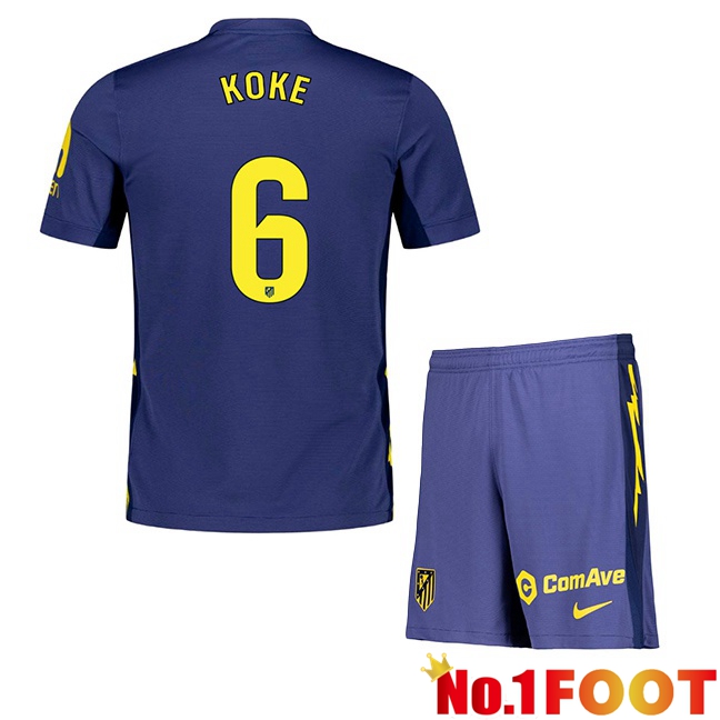 Soccer Jersey Atletico Madrid (KOKE 6) Kids Away Blue Royal 2025/2026