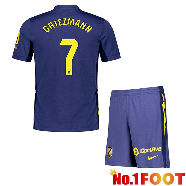 Soccer Jersey Atletico Madrid (GRIEZMANN 7) Kids Away Blue Royal 2025/2026
