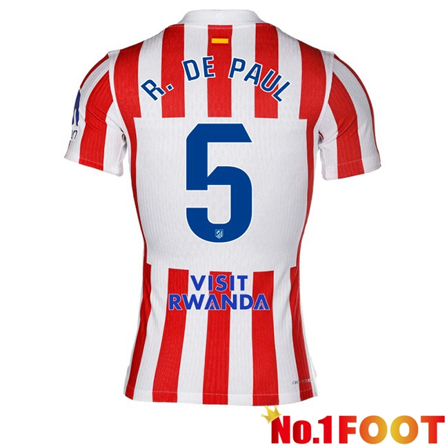 Soccer Jersey Atletico Madrid (R. De PAUL 5) Home Red 2025/2026