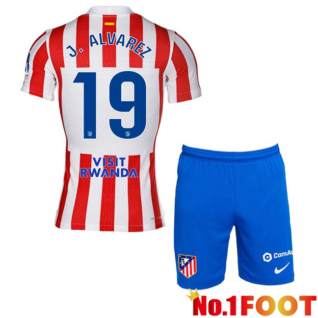Soccer Jersey Atletico Madrid (J. ALVAREZ 19) Kids Home Red 2025/2026