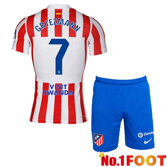 Soccer Jersey Atletico Madrid (GRIEZMANN 7) Kids Home Red 2025/2026