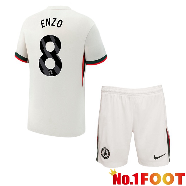 Soccer Jersey FC Chelsea (Enzo 8) Kids Away White 2025/2026
