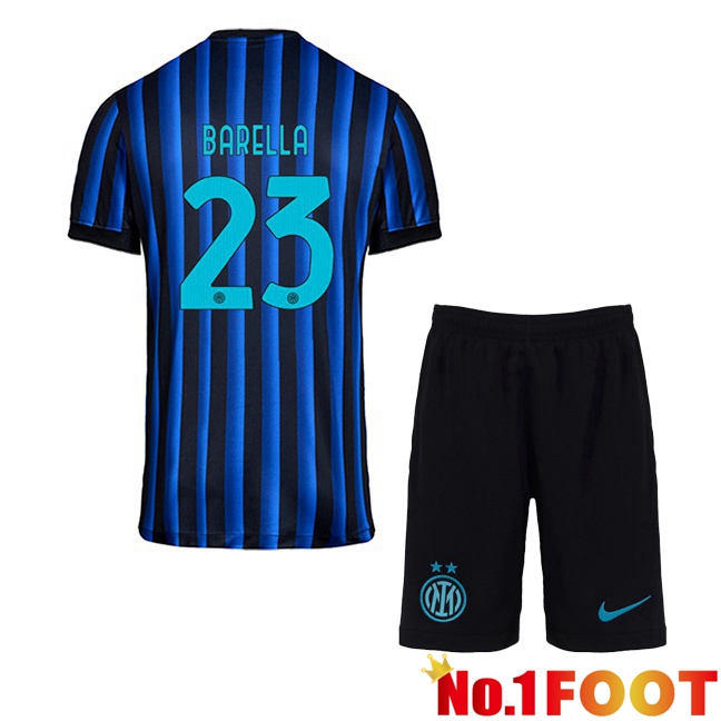 Soccer Jersey Inter Milan (BARELLA 23) Kids Home Blue Black 2025/2026