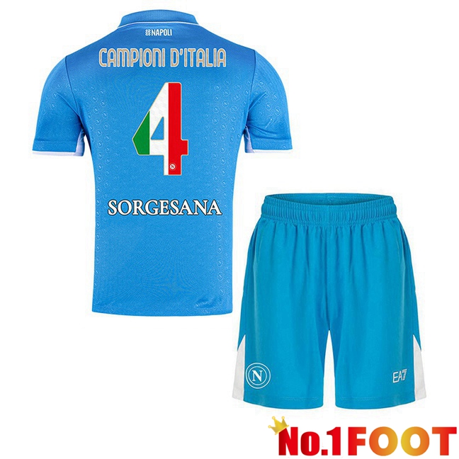 Soccer Jersey SSC Napoli Campioni D'Italia Kids Home Blue 2024/2025