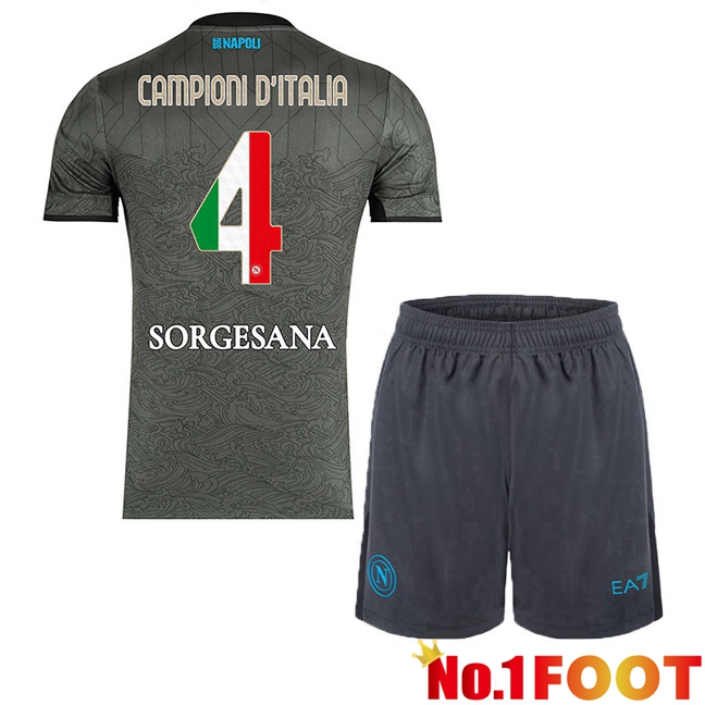 Soccer Jersey SSC Napoli Campioni D'Italia Kids Third Grey 2024/2025