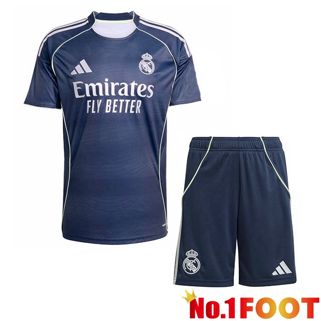 Real Madrid Kids Away Soccer Jersey Blue Royal 2025/2026