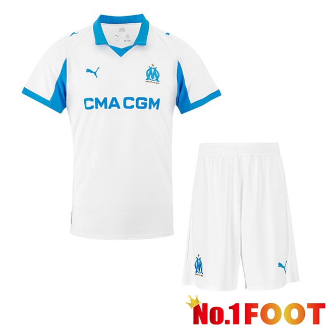 Marseille OM Kids Home Soccer Jersey White 2025/2026
