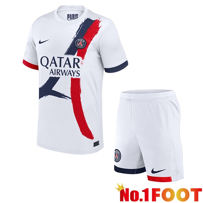 Paris PSG Kids Away Soccer Jersey White 2025/2026