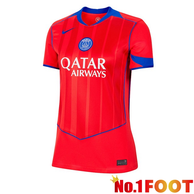 Paris PSG Women Third Soccer Jersey Red 2025/2026