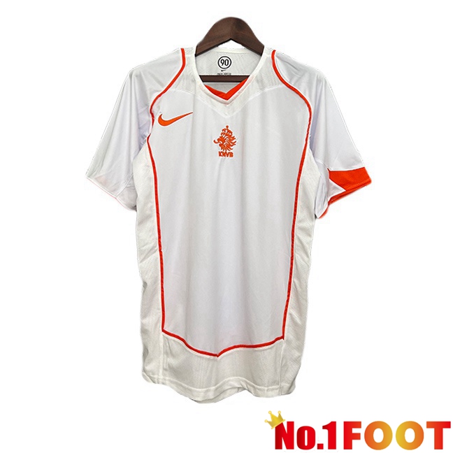 Netherlands Retro Away Soccer Jersey White 2004