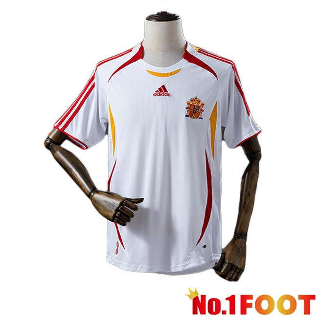 Spain Retro Away Soccer Jersey White 2006