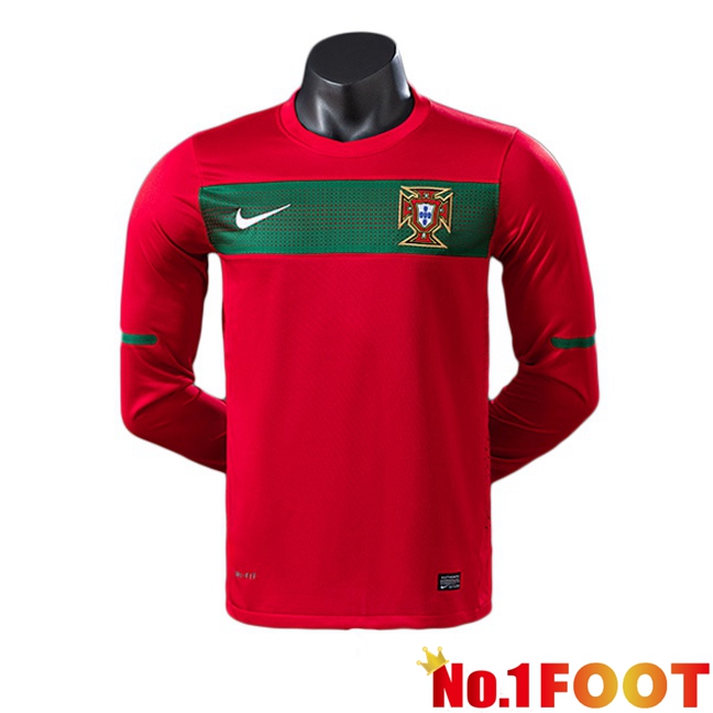 Portugal Retro Home Soccer Jersey Long sleeve Red 2010